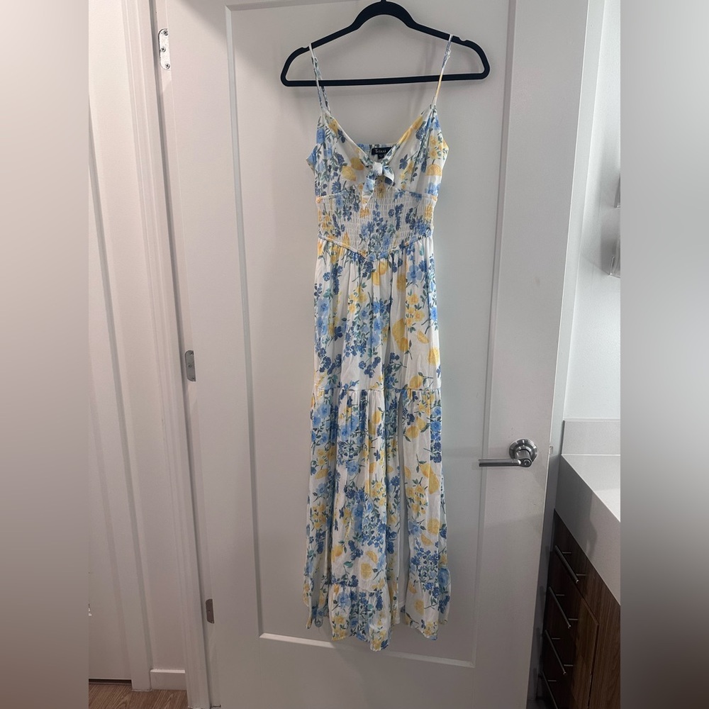 Floral Maxi Dress in Blue and Yellow